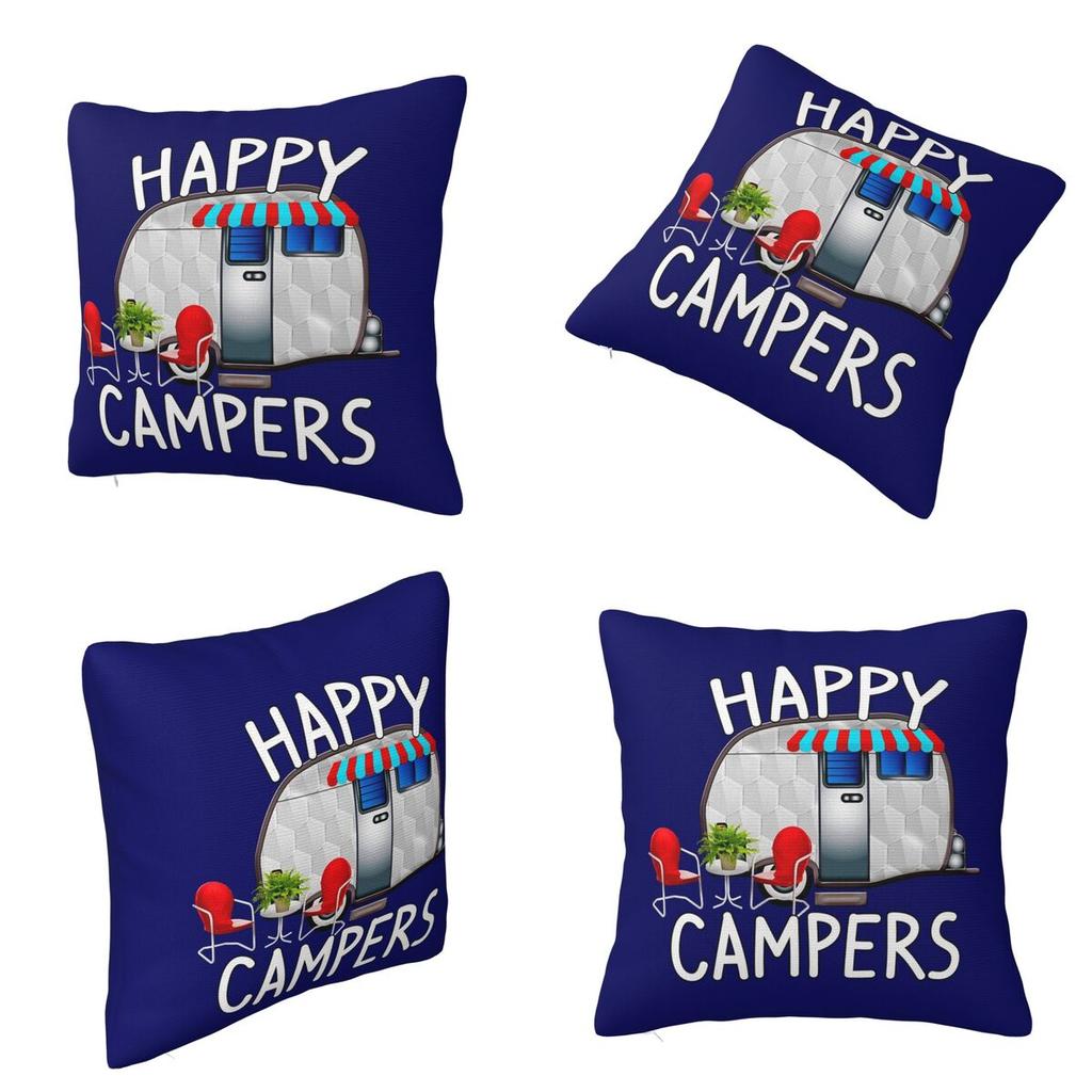 Happy Campers Car Square Pillowcase Cushion Cover Pillow Case Throw Pillow Cover for Home Sofa Living Room