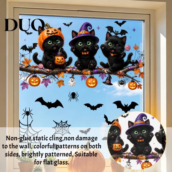Seasonal Party Supplies Halloween Ghost Glass Sticker, Cartoon Static Window Cling for Accessories Parties, Waterproof Decoration Decal