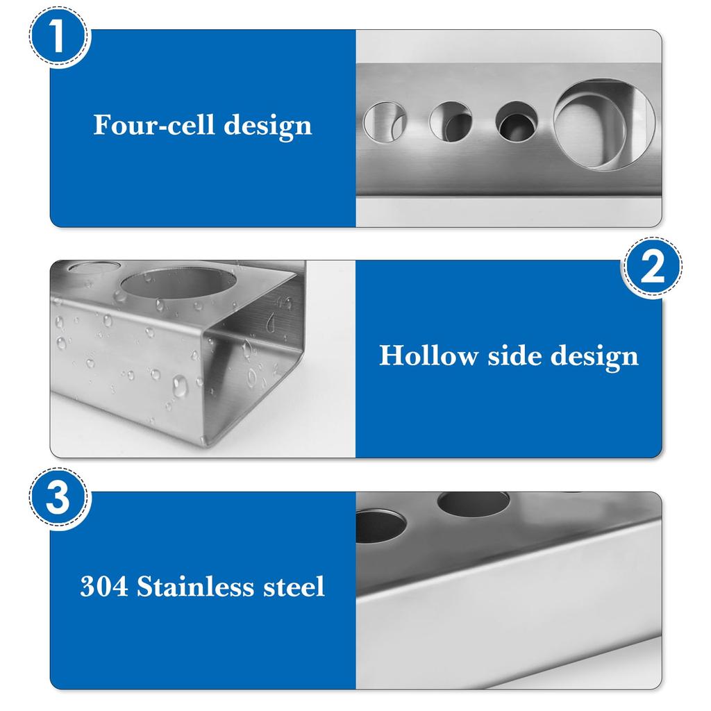 Linkidea Countertop Toothbrush Holder for Stainless Steel Stand for Manual Toothbrushes and Compatible with Colgate ExtraClean and CrossAction Shower,