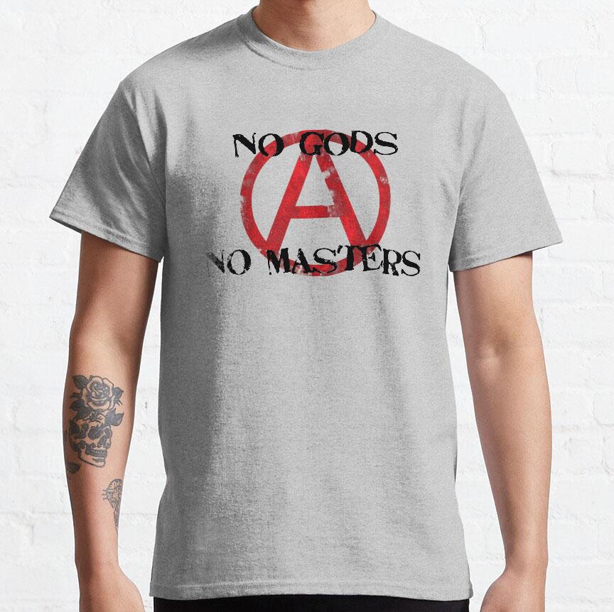 No Gods No Masters Anarchist Anarchy Activist Punk Protest Anarchy Symbol Graphic T Shirts Large Size Adult Tops