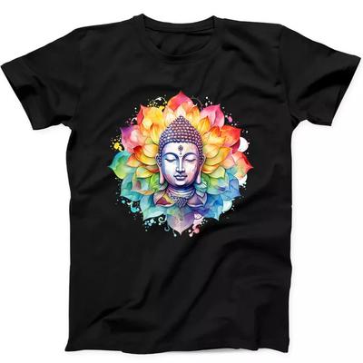 Buddha Mandala Zen Lotus Flower Funny Gift Tee Black T Shirt 374