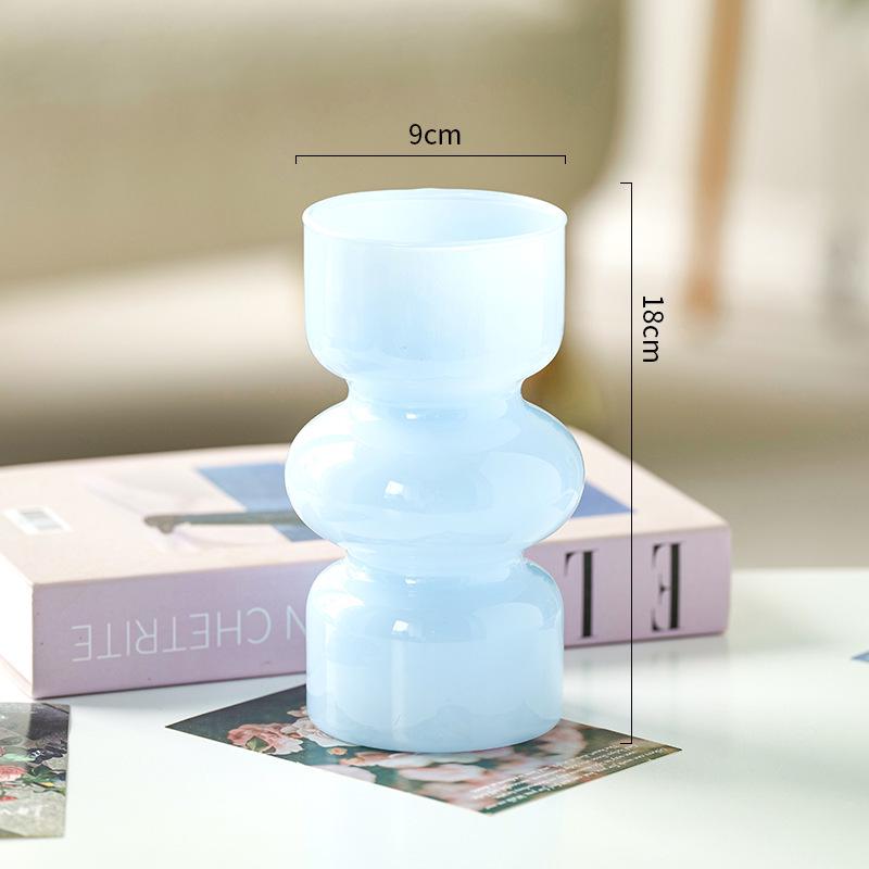 French Antique Glass Gourd Vase - Elegant Decor for Living Room Flower Arrangements