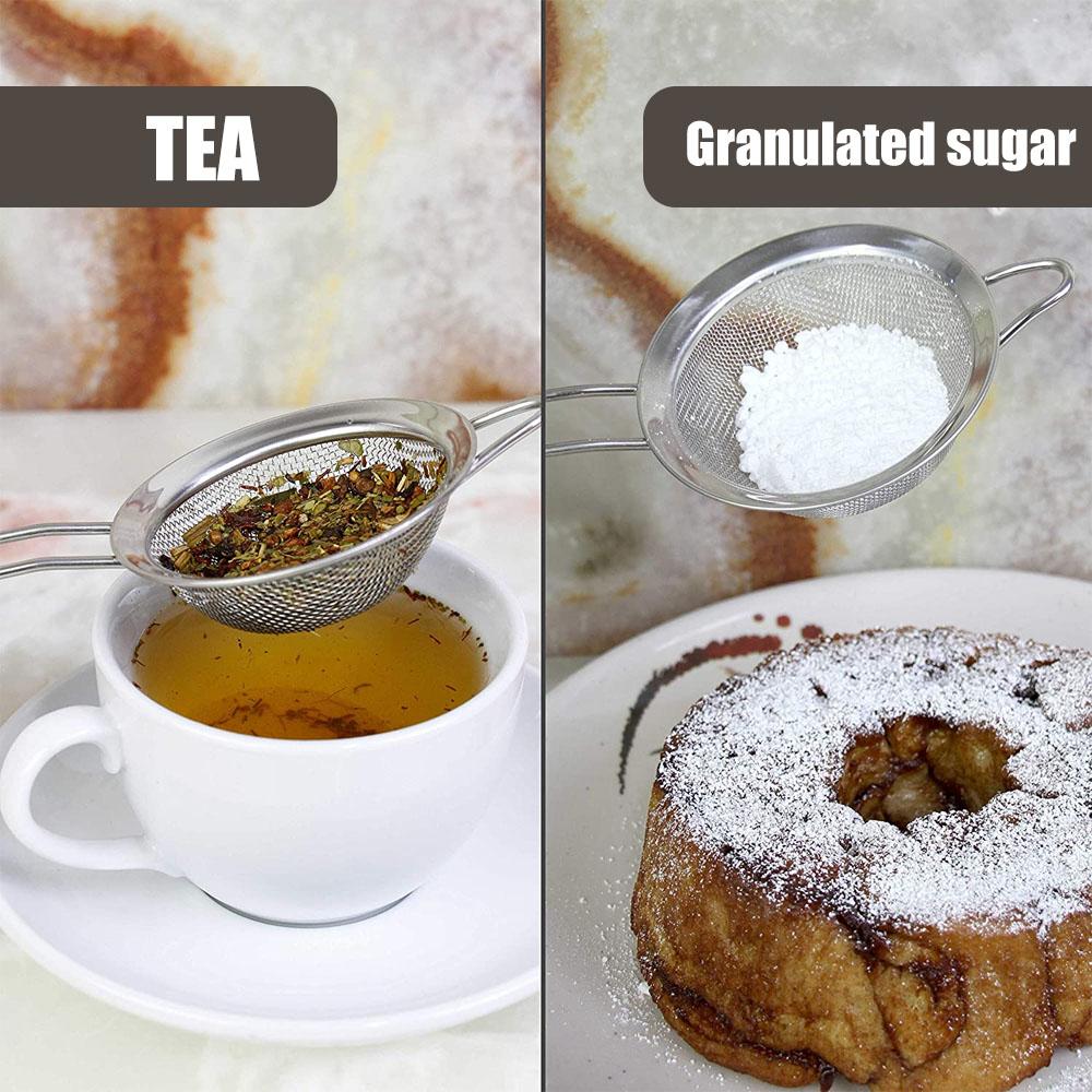 3Pcs Mesh Filter Sieve Stainless Steel Slotted Spoon Kitchen Set of 3 Fine Strainers Long Handle for Cooking Sifting and Frying