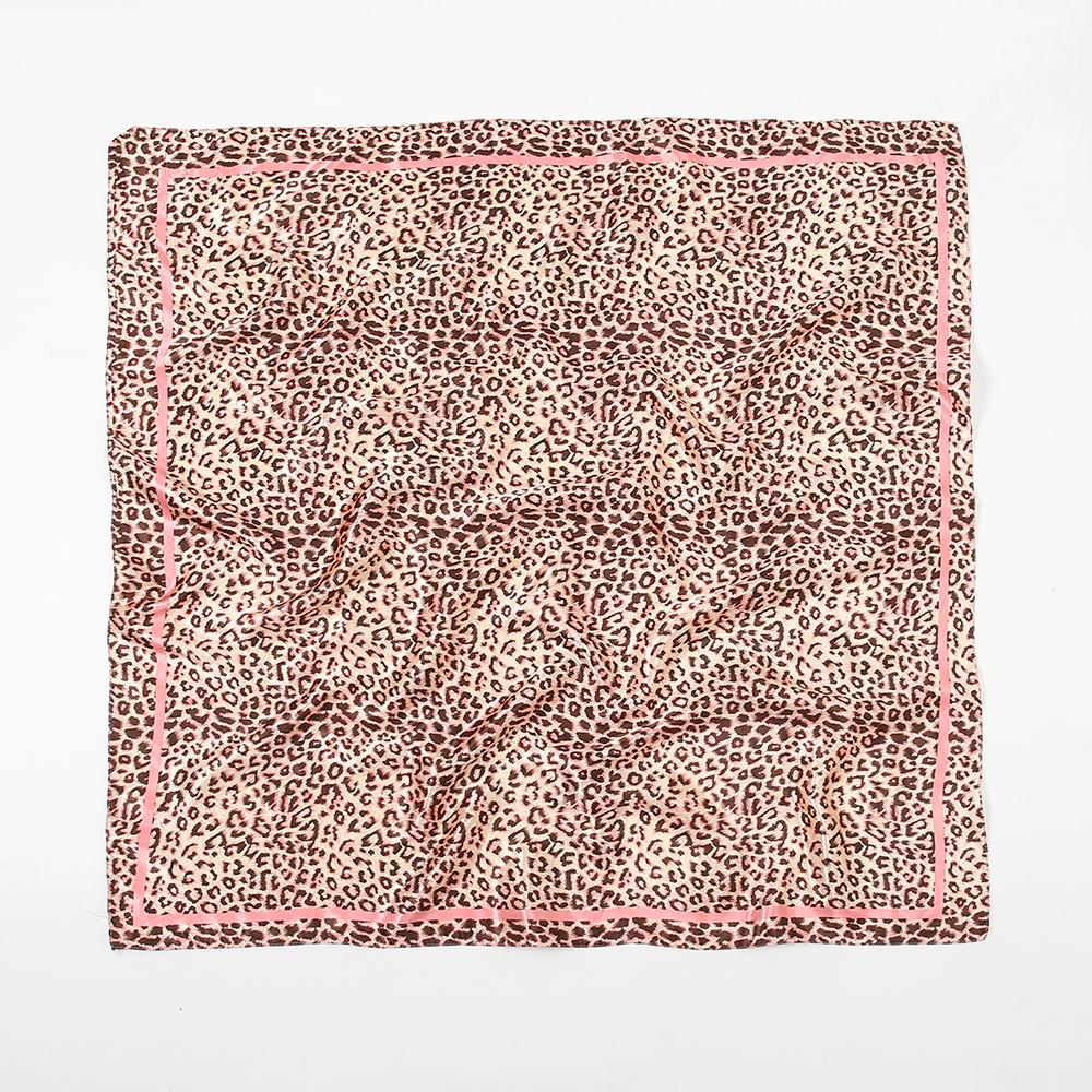 90cm Leopard Print Square Scarf Satin Silk Headband Muslim Woman Hijab Lady Fashion Hairwrap Rock Style Headscarf Islam Turban