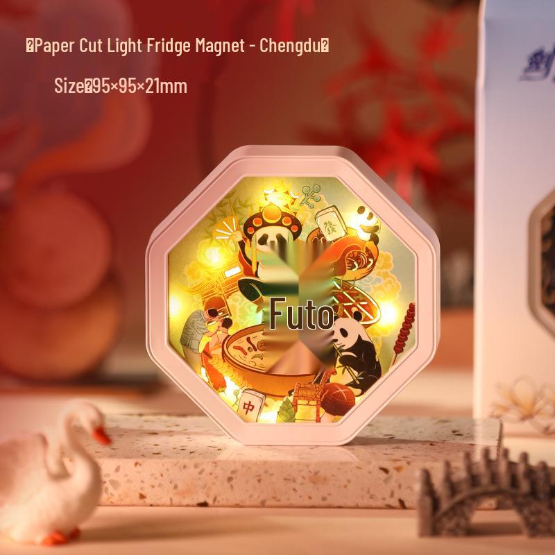 Guochao Paper Sculpture Fridge Magnet Souvenirs for Tourist Attractions