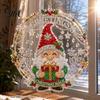 Decorative Acrylic Craft Christmas Faux Diamond Art Suncatcher, 2D Flat Window Hanging Ornament, Seasonal Home Accents Beaded Pattern Holiday