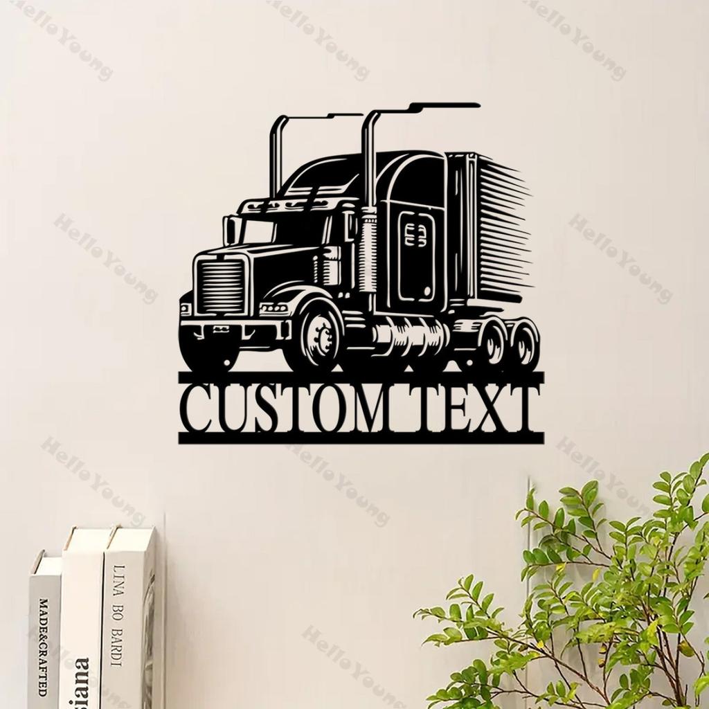 Custom Semi Truck Metal Wall Art, Personalized Trucker Name Sign, Home Decor Hot Sale