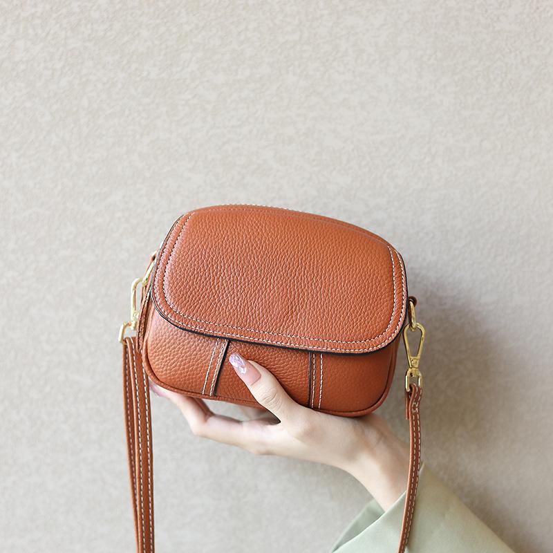 Women's bag, genuine leather mini shoulder bag, new fashionable versatile cowhide messenger bag, bag can be printed with logo to change size