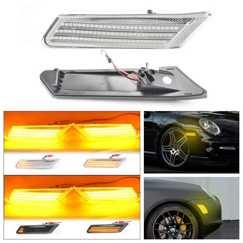 2X LED Side Marker Turn Signal Car Blinker Indicator Light For Porsche 987 Cayman Boxster 911 997 Carrera Turbo GT3 GT2