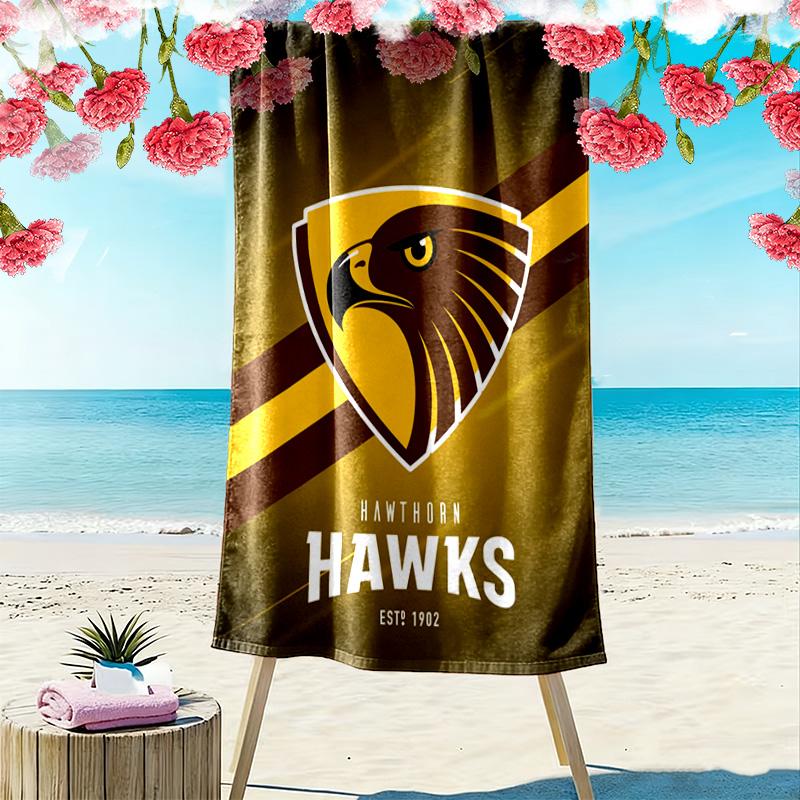 Hawthorn Hawks AFL 2D Flat Print Beach Towel, Large Soft Quick Dry Towel for Beach Camping SwimmingXSTJ0915479