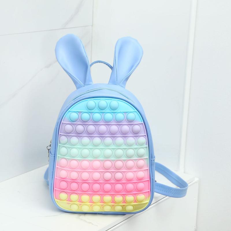 New Current Stock Children Silicone Backpacks Soft PU Leather Kindergarten Schoolbags for Girls Bubble Decompression Kid's Rucksack