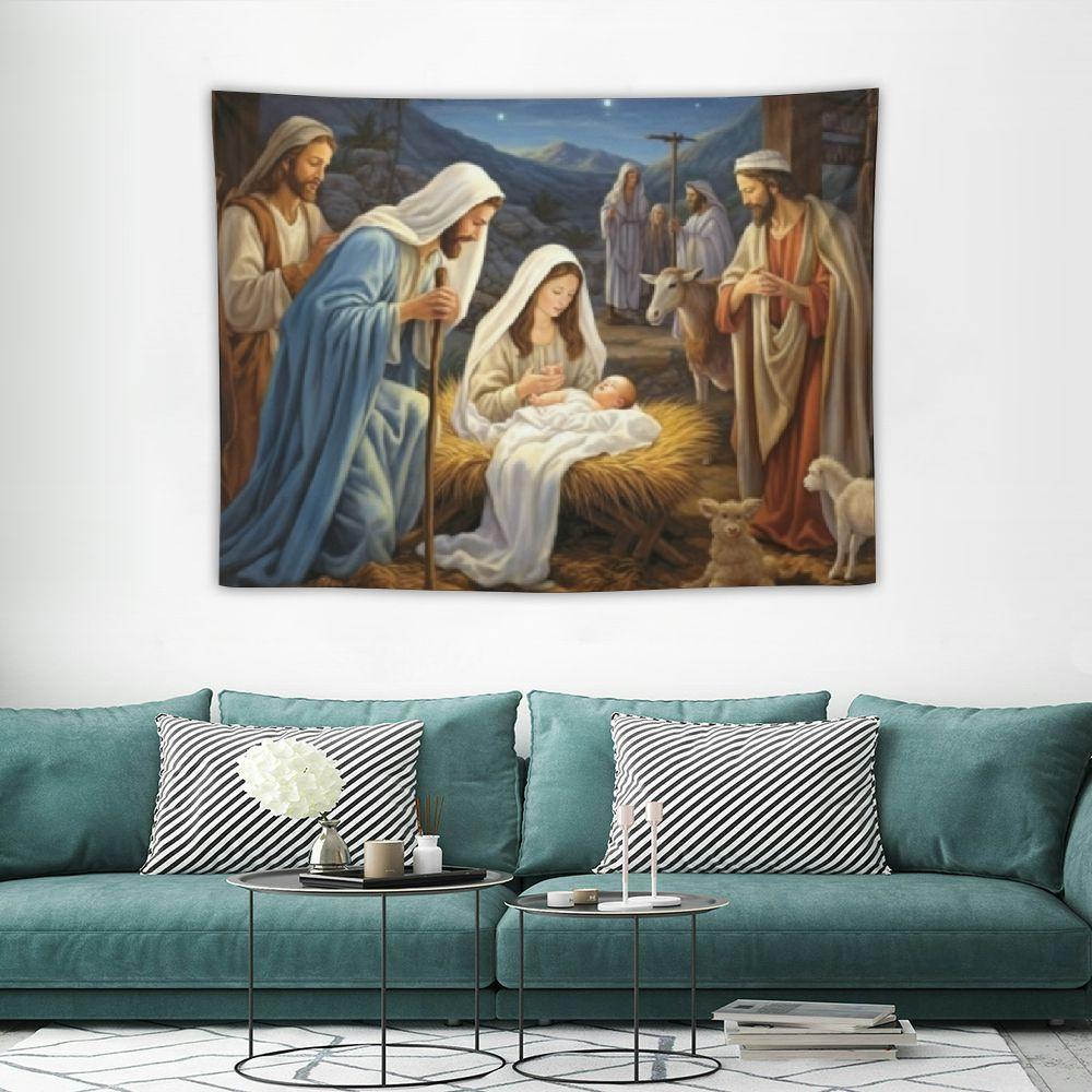 Tapestry Nativity Scene Jeuxus in inches 75x100 чёрный