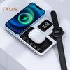 4 in 1 Wireless Charger Stand with Alarm Clock & Night Light Foldable Fast Charging Dock One-Key Lifting Smartwatch Charging Stand for IPhone