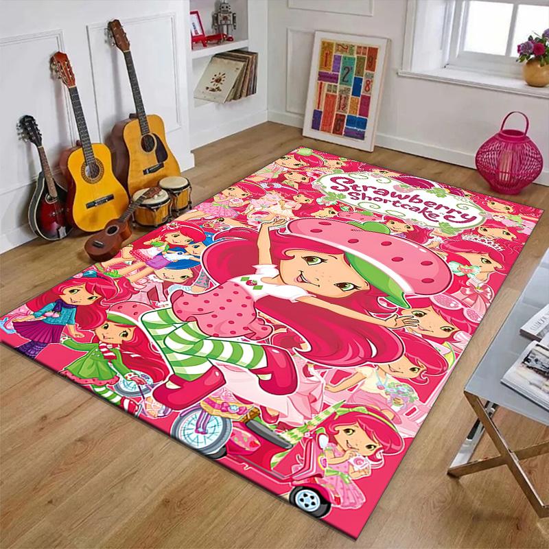 1pc Princess Strawberry (4) Design Printed Area Rug Carpet for Bedroom Living Room Home Decor Rugs Mat Non Slip Mat Rug for Bedside