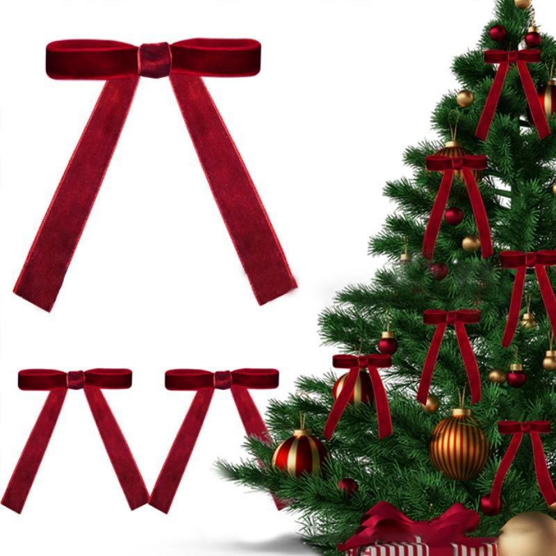 10 sztuk kokardek z wstążki Red Velvet Dekoracje choinkowe Świąteczne kokardki na prezenty Dekoracje wieńców bożonarodzeniowych I rękodzieło Xmas Kokardki