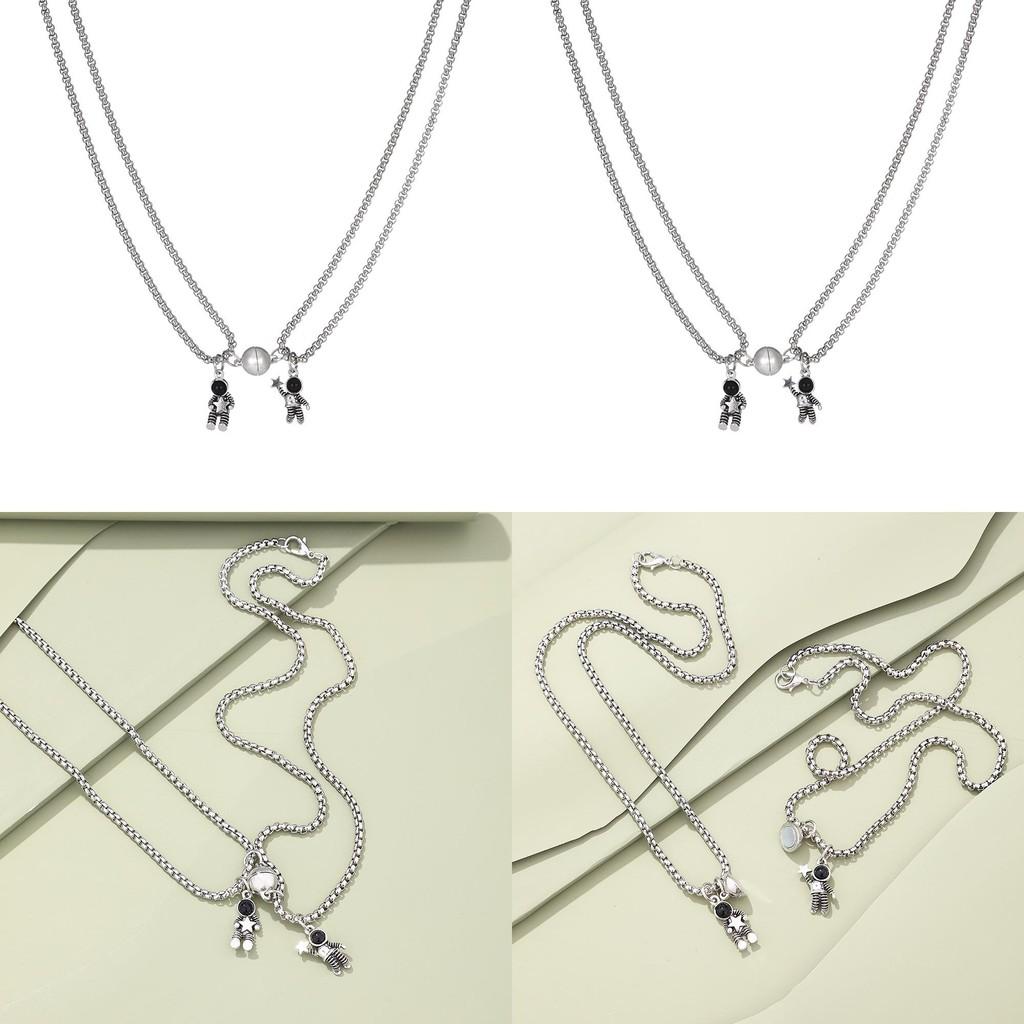 Unique And Stylish Couples Astronaut Necklace Set For Trendy Fashion Lovers