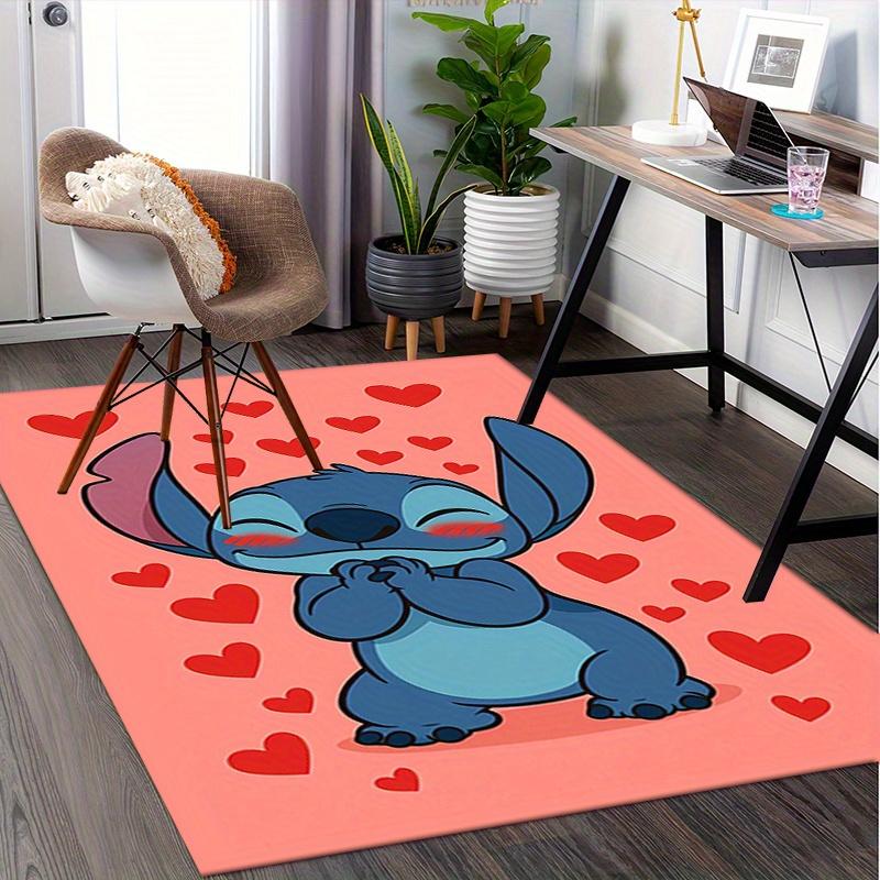 Office Rug Stitch, Hearts Theme 3D Printed Anti-Slip Rug-Machine Washable for Living Room