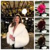 Manteau d'hiver court épais chaud shaggy doux noir fausse fourrure femme col châle 2026 ample luxe haute qualité veste duveteuse Y2k