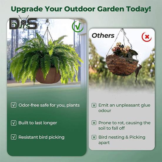 3 Stück Hängepflanzgefäße für den Außenbereich, Blumenkörbe aus Stoff mit Metallketten, atmungsaktive Hängetöpfe für Orchideen, Farne, Balkon-Veranda-Dekor