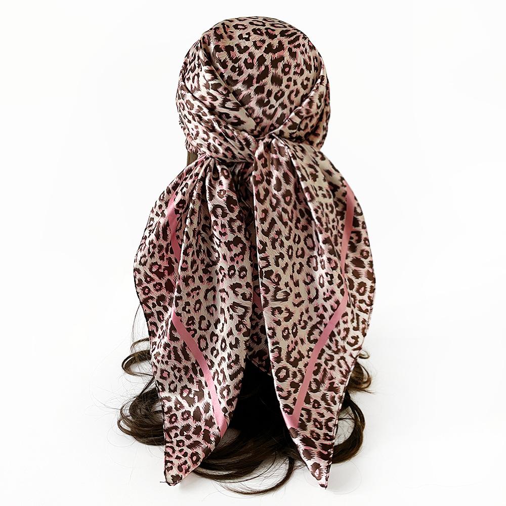 Leopard Print Silk Scarf 90 Artificial Silk Square Scarf Women's Satin Square Scarf Scarf Moslin Bag Headscarf
