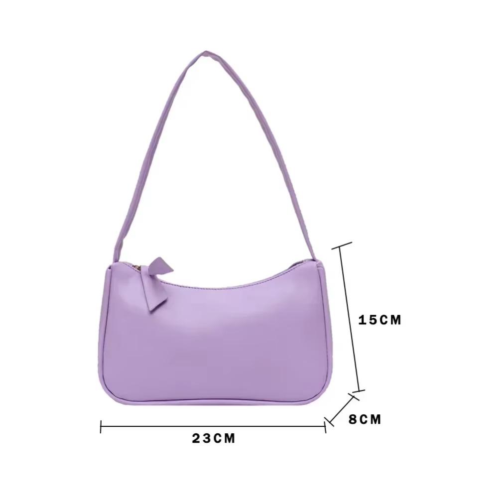 Fashion Candy Color Underarm Bag PU Leather Small Top-Handle Handbag Soft Shoulder Purse Women