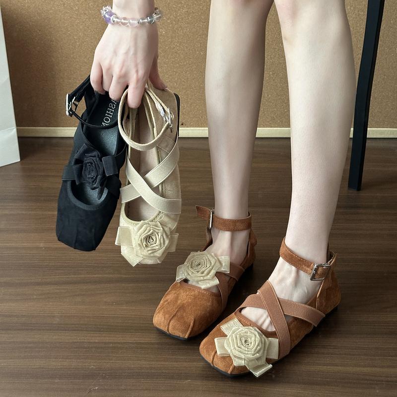 Flower Flats Women Shoes Square Toe Sport Sandals New Designer 2025 Summer Casual Loafers Brand Sneakers Buckle Zapatos