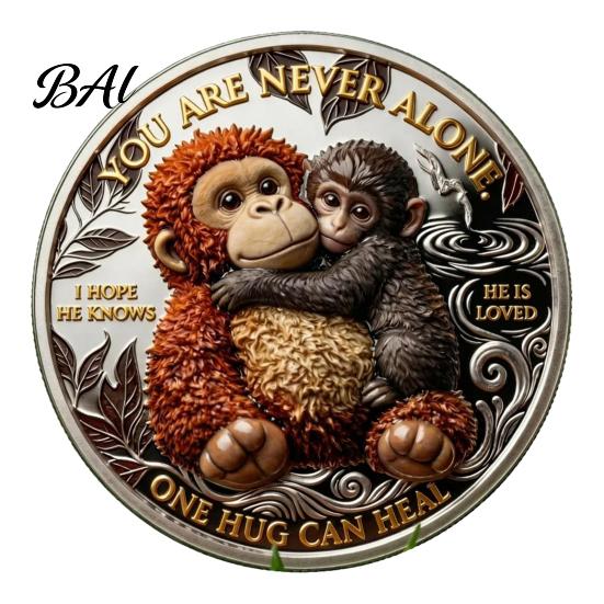 Encouragement Token Emotional Support Coin Inspirational Monkey Challenge Pocket Double?Sided Collectible for Friends Family Motivation Keepsake