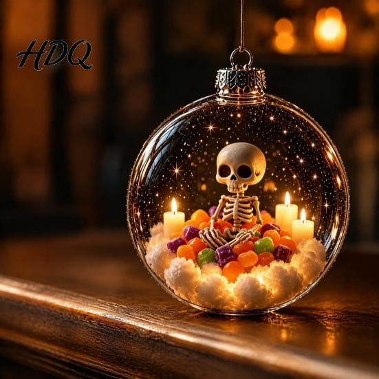 Office Event Decoration Halloween Glowing Sphere Lighted Clear Ball Ornament Cute Witch Indoor Holiday Hanging Cat LED for Mantel Party Decor