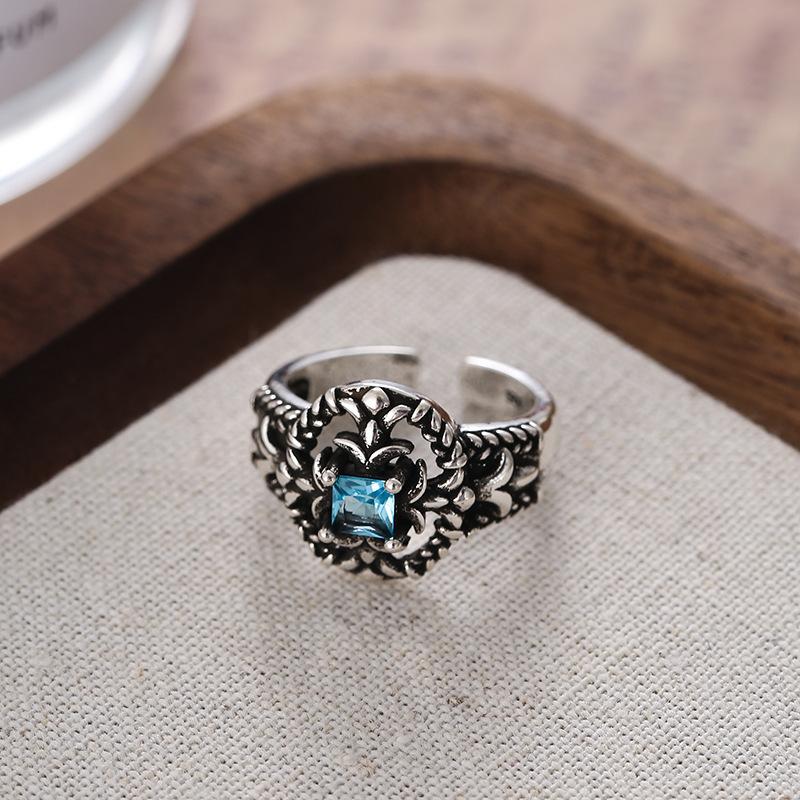 

Панк Трендовое Винтажное Ажурное Кольцо с Цирконом для Женщин Стильный Регулируемый Медный Модный Аксессуар