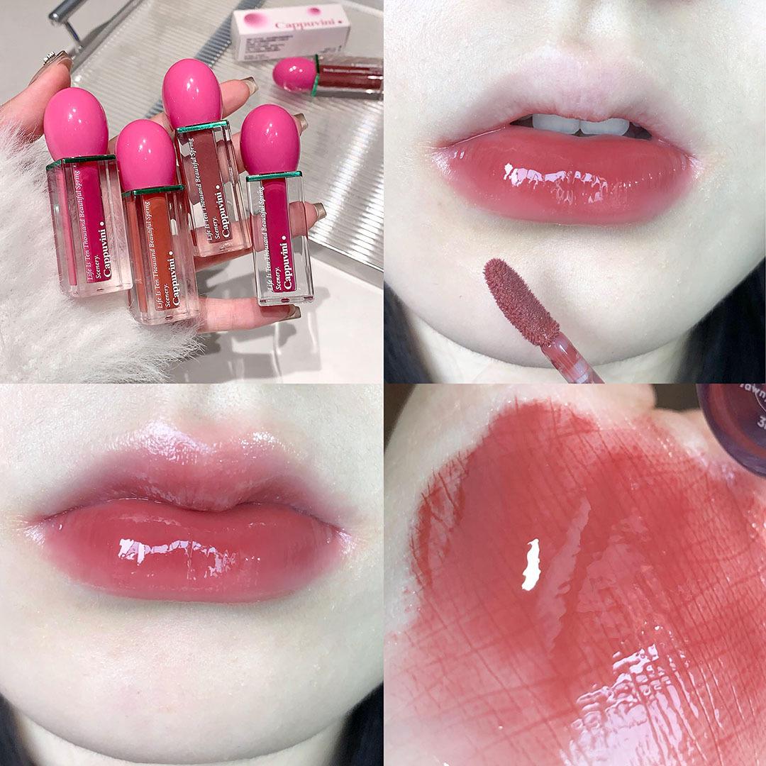 

Блеск для губ Cappuvini Dewy Ice: Прозрачный, Псевдо-нюдовый, Стойкий, Отбеливающий, Зеркальный блеск для студентов.