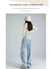 Women's High-Waisted Light Wide-Leg Jeans - New for Autumn 2023, Loose Fit, Floor-Length Draping Style