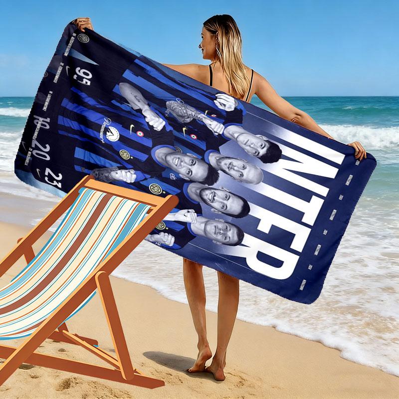 Asciugamano da Spiaggia Stampa Inter, Asciugamano Grande Morbido Asciugatura Rapida per Spiaggia Campeggio Nuoto