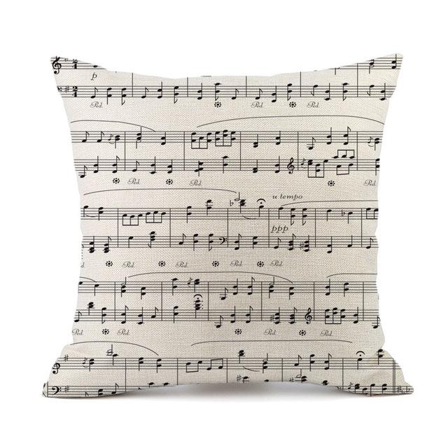 Retro Noten Kussensloop Katoen Linnen Creatief Vintage Muzieknoten Decoratief Kussensloop Piano Kussensloop Voor Bankhoes Zt62