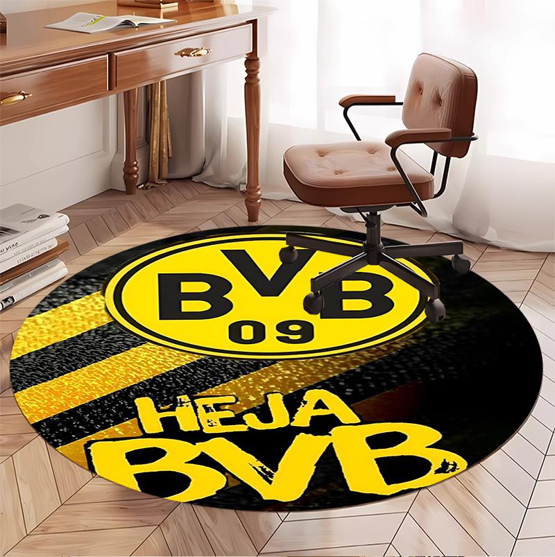Borussia Dortmund Pattern Round Rug, Indoor/Outdoor Mat, for Picnic, Gameroom, Bedroom, Office, Living Room, Home Decor Carpet, Birthday Gift