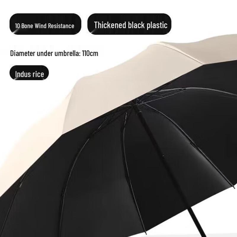 

Zhopu Extra Large 10-Rib Black Coated Folding Sun & Rain Umbrella