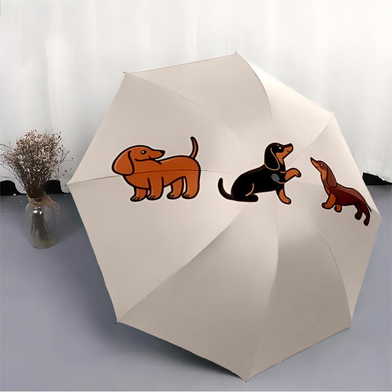 1pc Dachshund Puppy Automatic Open/Close Exquisite Umbrella - Compact Travel Umbrella, 8-Rib Heavy-Duty Construction, Ideal Gift, Outdoor Ac