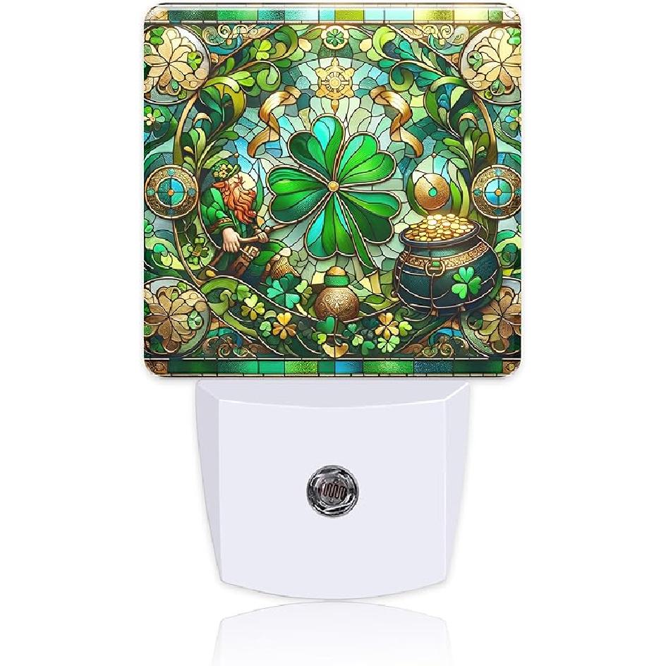 Easter Eggs Bunny Leaves Plug in Night Lights,Watercolor Cute Rabbit Night Light Plug into Wall with Dusk to Dawn Sensor Decor for Women Men