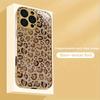 Luxury Leopard Print Gold Metallic Paint Glass Phone Case For iPhone 17 16 15 14 13 12 11 Pro Max 14 15 Plus 17 Air 16E Cover