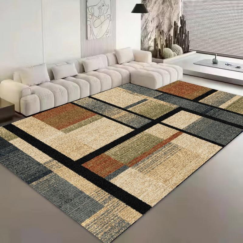 Modern Stripe Pattern Decorative Rug for Living Room Big Size Home Bedroom Decor Carpet Easy Cleaning Lounge Sofa Side Floor Mat