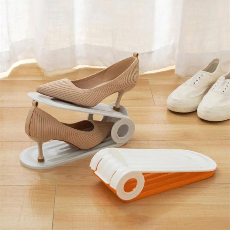 Adjustable Plastic Double Layer Shoe Rack Space Saver Shoe Organizer for Entryway Closet Apartment Small Space