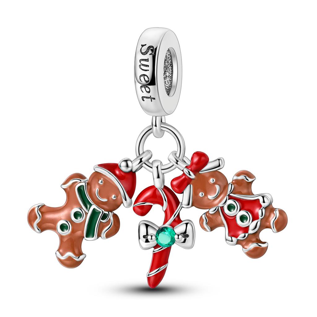 Charms Winter Christmas Elk Santa Claus Beads Copper Plated Fit Original Pan Bracelet Pendants Making Fashion Jewelry