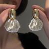 Fashion Metallic Brushed Leaf Earrings Cold Wind Fashion Design Earrings Silver Needle Niche Style Temperamental Earrings Women