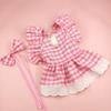 Dog Dress with Plaid Lace Trim for Small Medium Dogs - Checkered Pattern Princess Pet Apparel