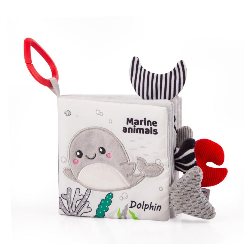 Baby early education can't tear  black and white tail cloth book 0-1 year old baby visual