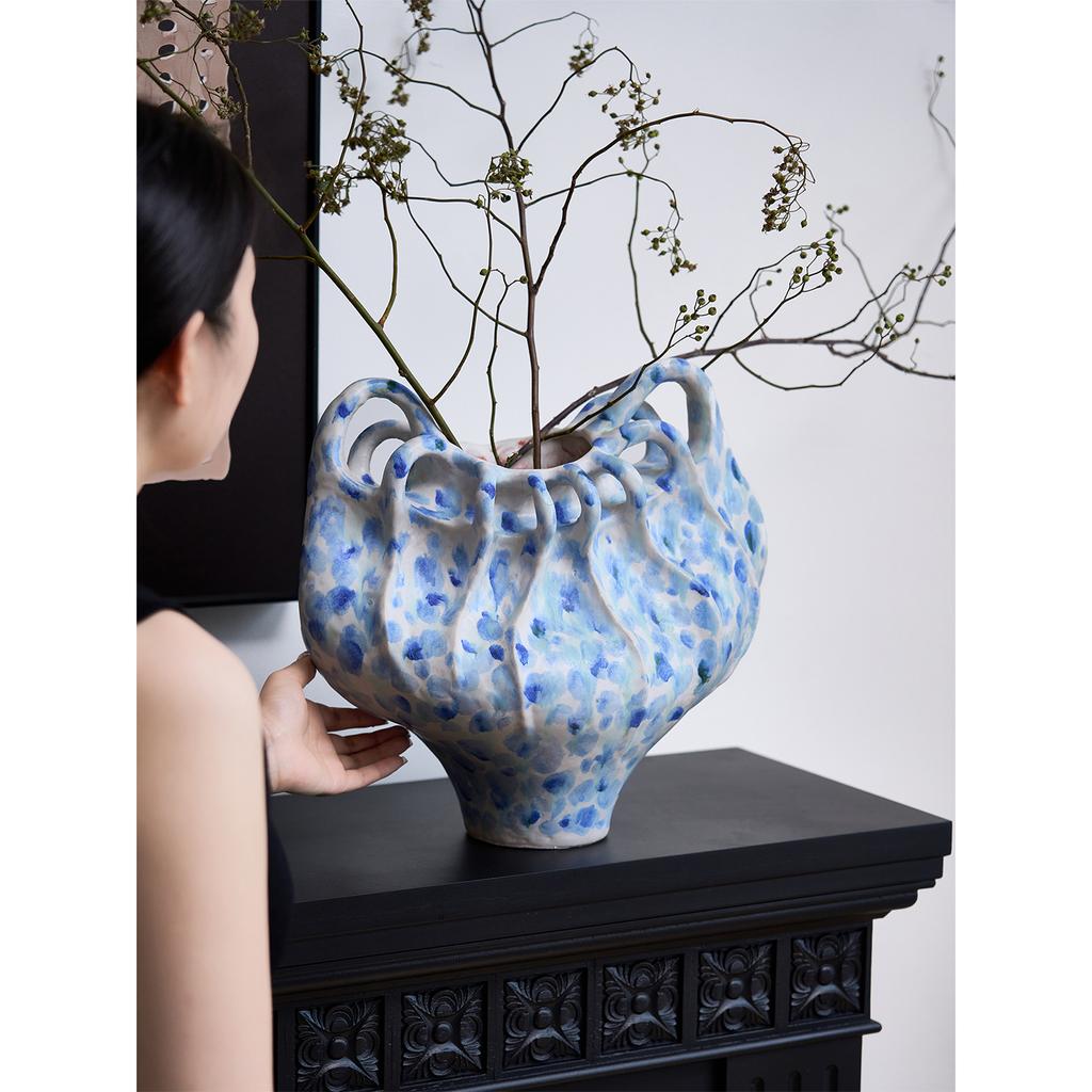 Handmade Ceramic Vase Abstract Irregular Ceramic Pot Hydroponics Artistic Flower Arrangement Home Decoration Accessories