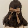 French Retro Large Bow Hair Clip: Elegant Gold Label, Versatile Accessory for Stylish Girls