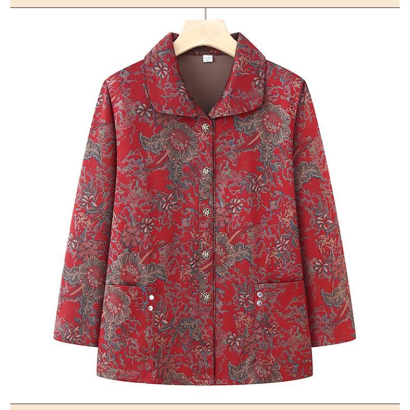 Button Cardigan Ladder Printed Coats Long-sleeved Jacket Casual Fashion Top