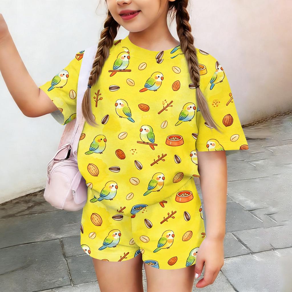 Kids Casual Short Sleeve Top and Shorts Set Animal Print Soft Comfortable Lightweight Summer Outfit for Boys and Girls