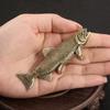 Brass Fish Statue Handcrafted Brass Fish Sculpture Mini Sea Animal Figurine for Living Room Hotel Car Decoration