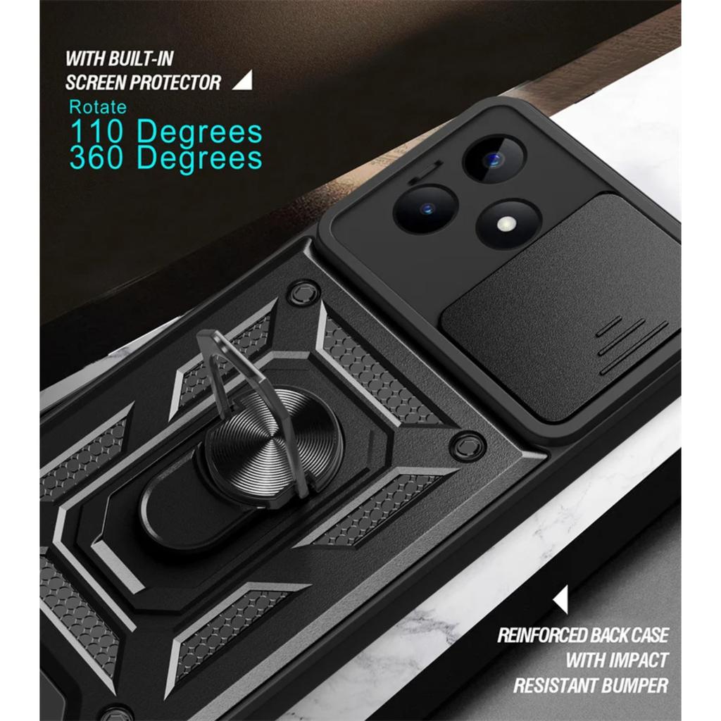 For Realme C53 4G Case Slide Camera Protect Armor Case For Oppo Realmi Realme C53 C 53 RealmeC53 Magnetic Holder Ring Cover